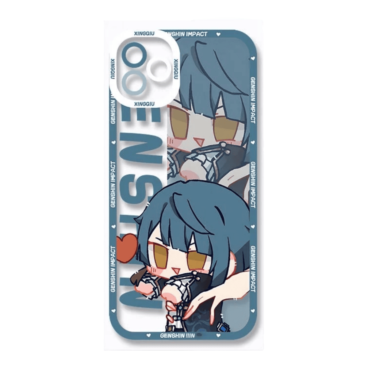 Q Style Genshin Phone Case - Cute Transparent Silicone Full Camera Protection All Round Defense Non Slip Cover - Anime Character Design [Specify Phone Model]