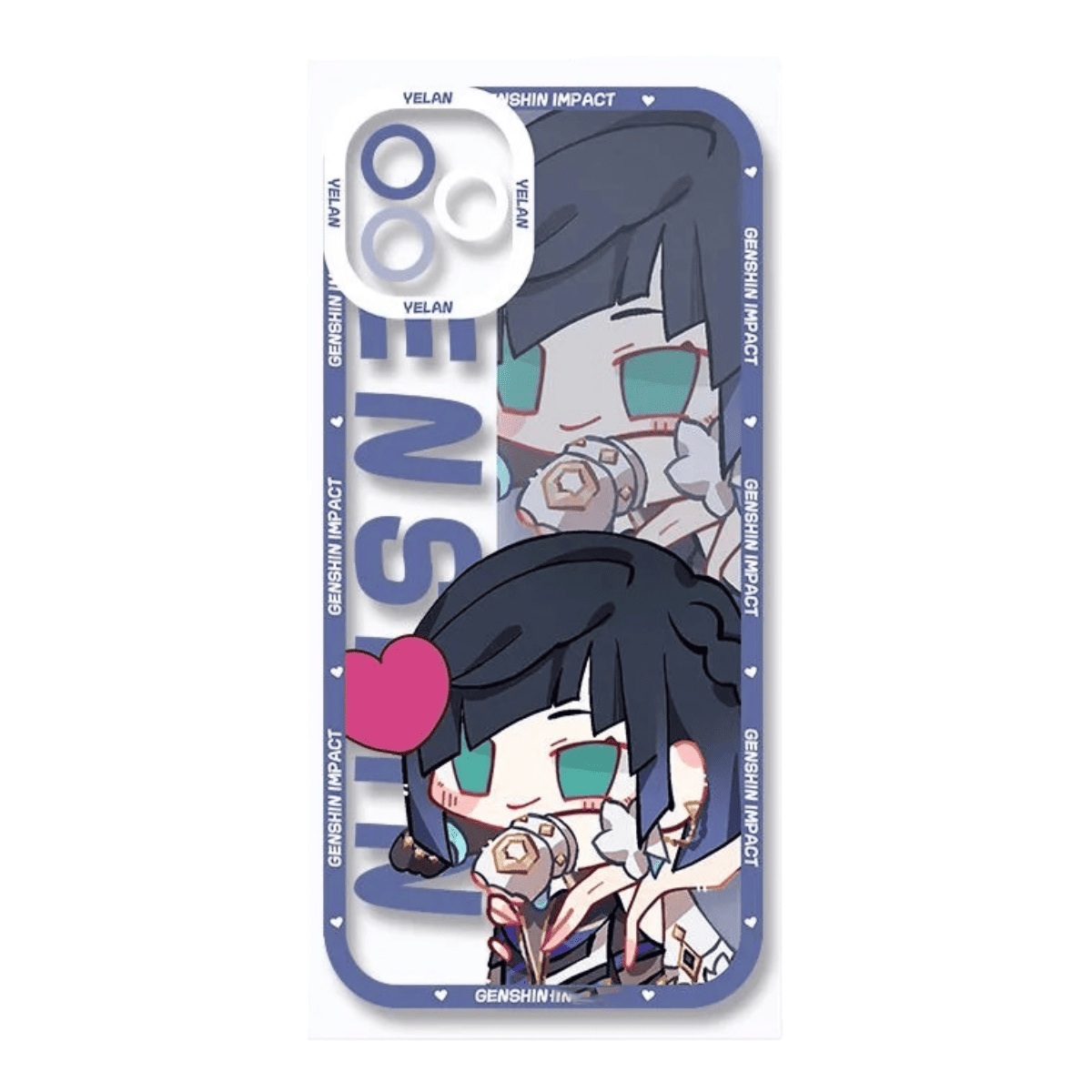 Q Style Genshin Phone Case - Cute Transparent Silicone Full Camera Protection All Round Defense Non Slip Cover - Anime Character Design [Specify Phone Model]