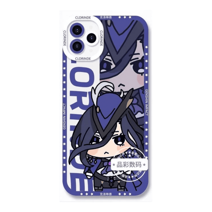 Q Style Genshin Phone Case - Cute Transparent Silicone Full Camera Protection All Round Defense Non Slip Cover - Anime Character Design [Specify Phone Model]