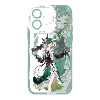 Genshin Phone Case - Cute Transparent Silicone Full Camera Protection All Round Defense Non Slip Cover - Anime Character Design [Specify Fit for iPhone Model]