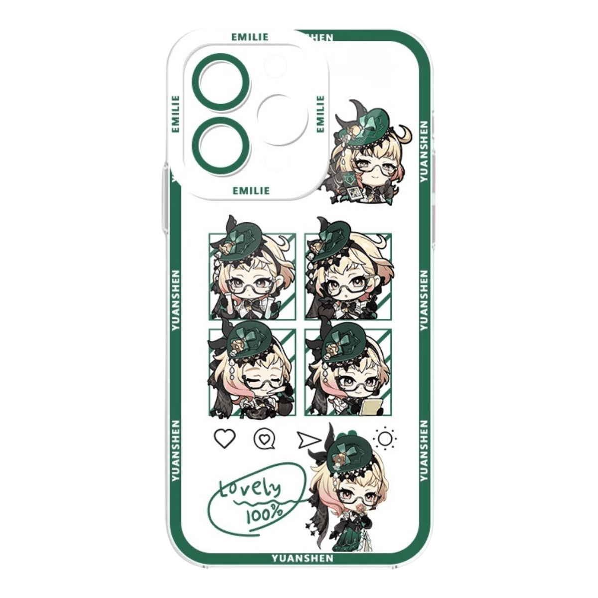 Q Style Genshin Phone Case - Cute Transparent Silicone Full Camera Protection All Round Defense Non Slip Cover - Anime Character Design [Specify Phone Model]