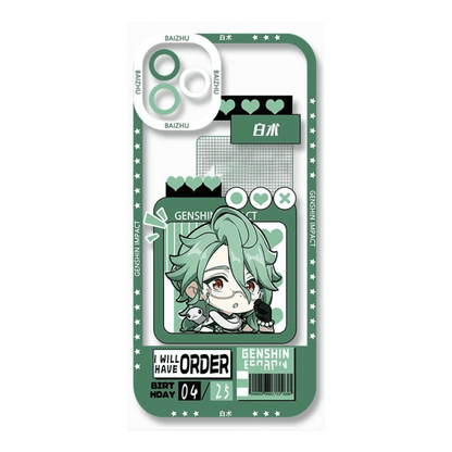 Q Style Genshin Phone Case - Cute Transparent Silicone Full Camera Protection All Round Defense Non Slip Cover - Anime Character Design [Specify Phone Model]