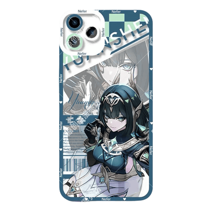 Genshin Phone Case - Cute Transparent Silicone Full Camera Protection All Round Defense Non Slip Cover - Anime Character Design [Specify Fit for iPhone Model]