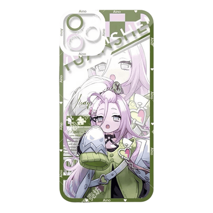 Genshin Phone Case - Cute Transparent Silicone Full Camera Protection All Round Defense Non Slip Cover - Anime Character Design [Specify Fit for iPhone Model]