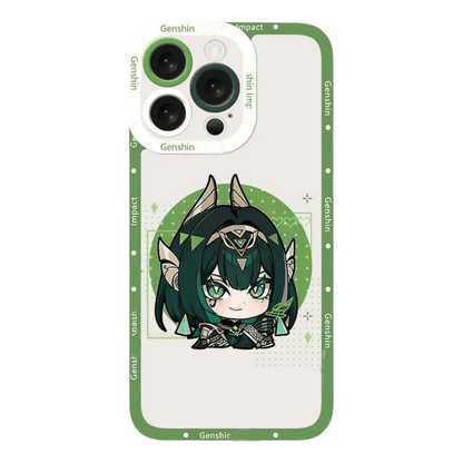 Q Style Genshin Phone Case - Cute Transparent Silicone Full Camera Protection All Round Defense Non Slip Cover - Anime Character Design [Specify Phone Model]