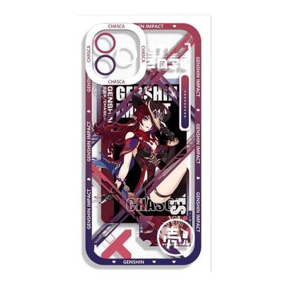 Genshin Phone Case - Cute Transparent Silicone Full Camera Protection All Round Defense Non Slip Cover - Anime Character Design [Specify Fit for iPhone Model]