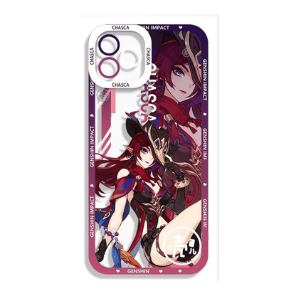 Genshin Phone Case - Cute Transparent Silicone Full Camera Protection All Round Defense Non Slip Cover - Anime Character Design [Specify Fit for iPhone Model]