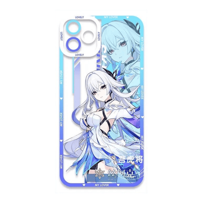 Genshin Phone Case - Cute Transparent Silicone Full Camera Protection All Round Defense Non Slip Cover - Anime Character Design [Specify Fit for iPhone Model]