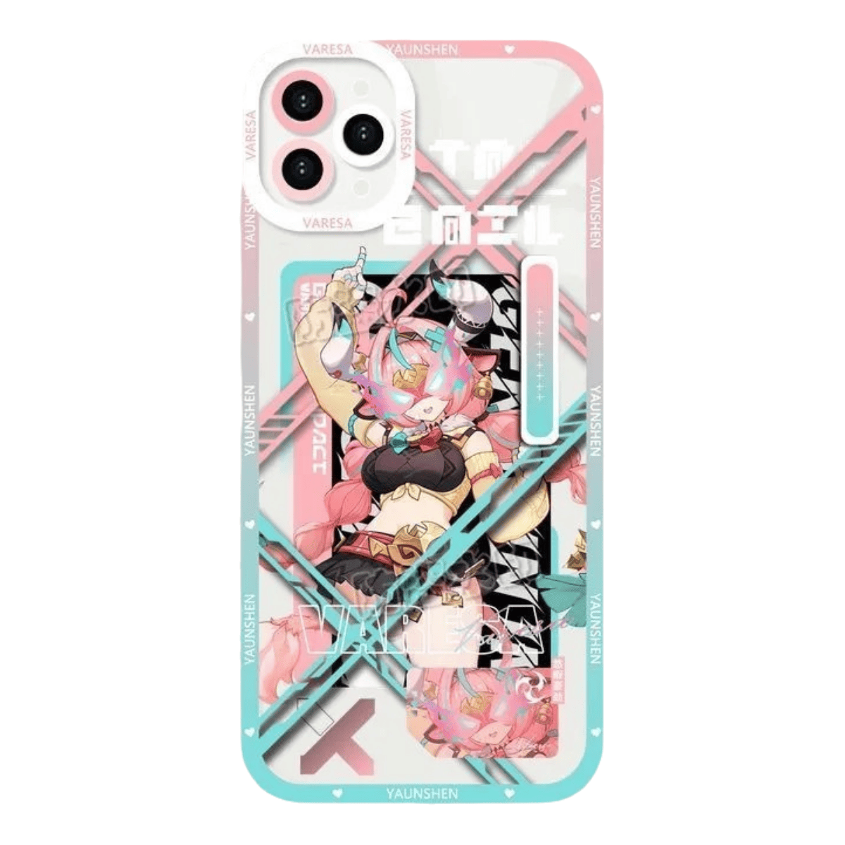 Genshin Phone Case - Cute Transparent Silicone Full Camera Protection All Round Defense Non Slip Cover - Anime Character Design [Specify Fit for iPhone Model]