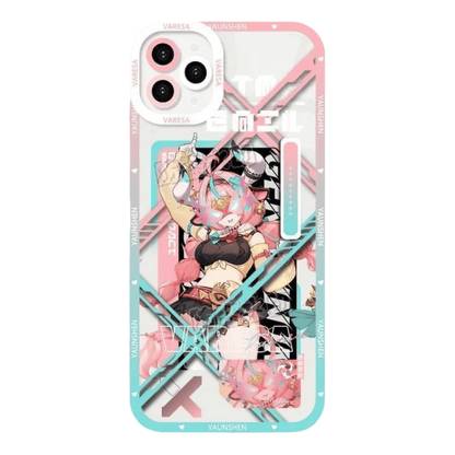 Genshin Phone Case - Cute Transparent Silicone Full Camera Protection All Round Defense Non Slip Cover - Anime Character Design [Specify Fit for iPhone Model]