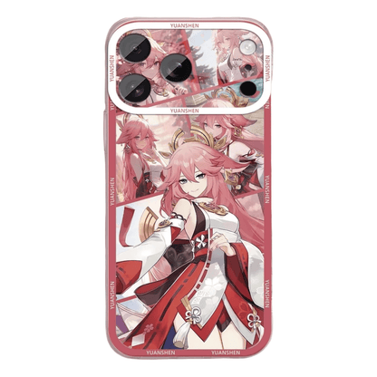 Genshin Phone Case - Cute Transparent Silicone Full Camera Protection All Round Defense Non Slip Cover - Anime Character Design [Specify Fit for iPhone Model]