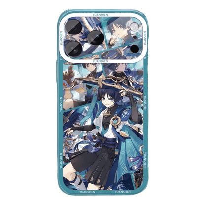 Genshin Phone Case - Cute Transparent Silicone Full Camera Protection All Round Defense Non Slip Cover - Anime Character Design [Specify Fit for iPhone Model]