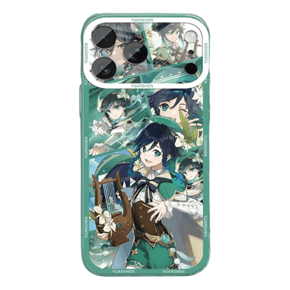 Genshin Phone Case - Cute Transparent Silicone Full Camera Protection All Round Defense Non Slip Cover - Anime Character Design [Specify Fit for iPhone Model]