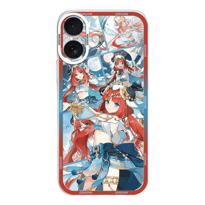 Genshin Phone Case - Cute Transparent Silicone Full Camera Protection All Round Defense Non Slip Cover - Anime Character Design [Specify Fit for iPhone Model]