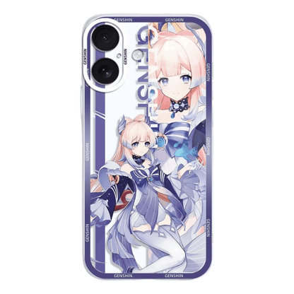 Genshin Phone Case - Cute Transparent Silicone Full Camera Protection All Round Defense Non Slip Cover - Anime Character Design [Specify Fit for iPhone Model]