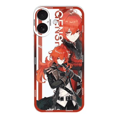 Genshin Phone Case - Cute Transparent Silicone Full Camera Protection All Round Defense Non Slip Cover - Anime Character Design [Specify Fit for iPhone Model]