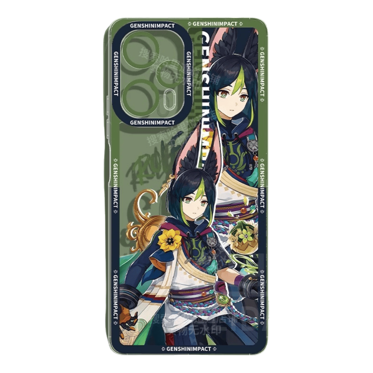 Genshin Phone Case - Cute Transparent Silicone Full Camera Protection All Round Defense Non Slip Cover - Anime Character Design [Specify Fit for iPhone Model]