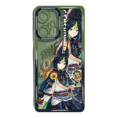 Genshin Phone Case - Cute Transparent Silicone Full Camera Protection All Round Defense Non Slip Cover - Anime Character Design [Specify Fit for iPhone Model]