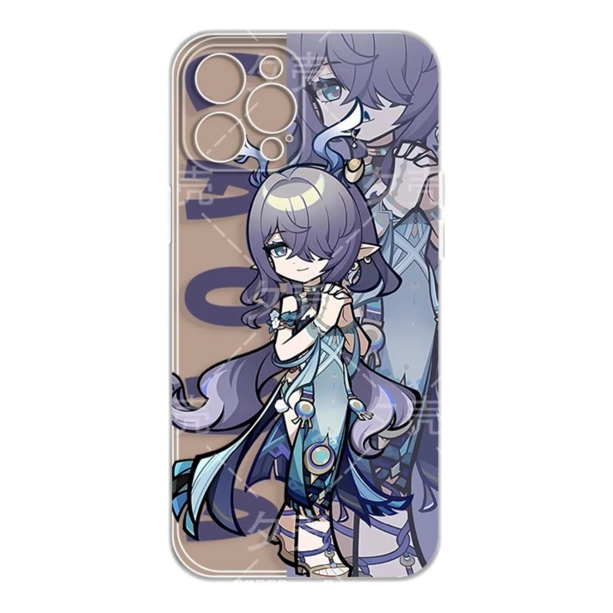 Q Style Genshin Phone Case - Cute Transparent Silicone Full Camera Protection All Round Defense Non Slip Cover - Anime Character Design [Specify Phone Model]