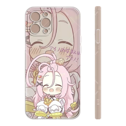 Q Style Genshin Phone Case - Cute Transparent Silicone Full Camera Protection All Round Defense Non Slip Cover - Anime Character Design [Specify Phone Model]