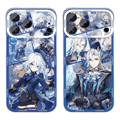 Genshin Phone Case - Cute Transparent Silicone Full Camera Protection All Round Defense Non Slip Cover - Anime Character Design [Specify Fit for iPhone Model]