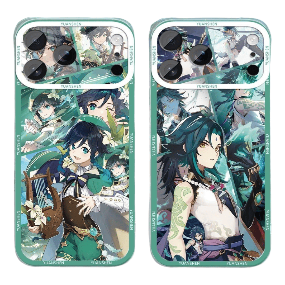 Genshin Phone Case - Cute Transparent Silicone Full Camera Protection All Round Defense Non Slip Cover - Anime Character Design [Specify Fit for iPhone Model]