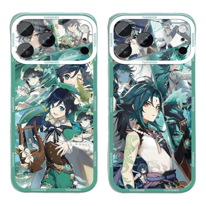Genshin Phone Case - Cute Transparent Silicone Full Camera Protection All Round Defense Non Slip Cover - Anime Character Design [Specify Fit for iPhone Model]