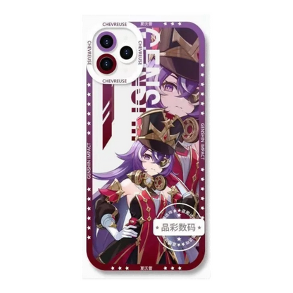 Genshin Phone Case - Cute Transparent Silicone Full Camera Protection All Round Defense Non Slip Cover - Anime Character Design [Specify Fit for iPhone Model]