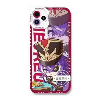 Genshin Phone Case - Cute Transparent Silicone Full Camera Protection All Round Defense Non Slip Cover - Anime Character Design [Specify Fit for iPhone Model]