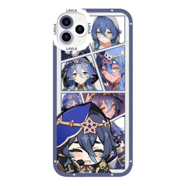 Genshin Phone Case - Cute Transparent Silicone Full Camera Protection All Round Defense Non Slip Cover - Anime Character Design [Specify Fit for iPhone Model]