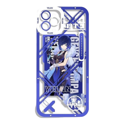 Genshin Phone Case - Cute Transparent Silicone Full Camera Protection All Round Defense Non Slip Cover - Anime Character Design [Specify Fit for iPhone Model]