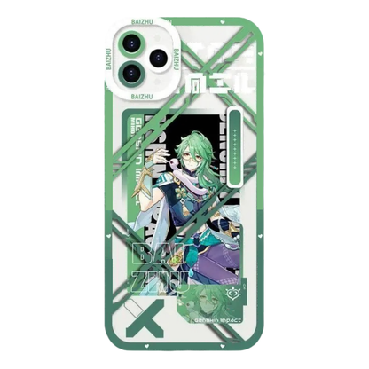 Genshin Phone Case - Cute Transparent Silicone Full Camera Protection All Round Defense Non Slip Cover - Anime Character Design [Specify Fit for iPhone Model]