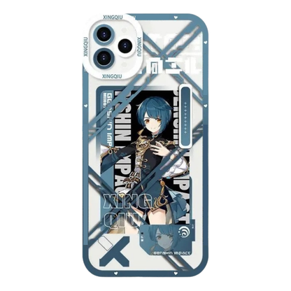Genshin Phone Case - Cute Transparent Silicone Full Camera Protection All Round Defense Non Slip Cover - Anime Character Design [Specify Fit for iPhone Model]
