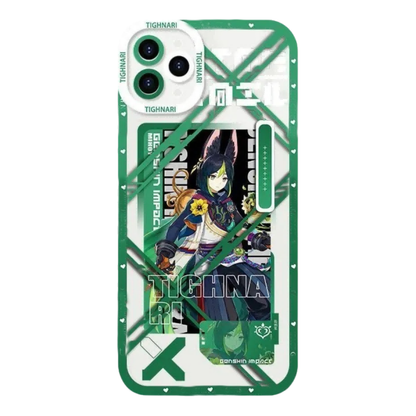 Genshin Phone Case - Cute Transparent Silicone Full Camera Protection All Round Defense Non Slip Cover - Anime Character Design [Specify Fit for iPhone Model]