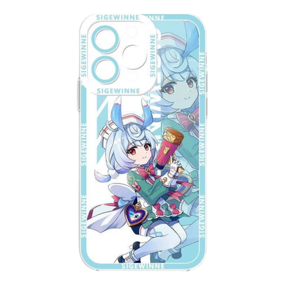 Genshin Phone Case - Cute Transparent Silicone Full Camera Protection All Round Defense Non Slip Cover - Anime Character Design [Specify Fit for iPhone Model]