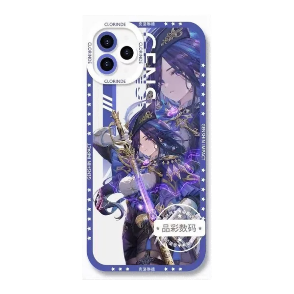 Genshin Phone Case - Cute Transparent Silicone Full Camera Protection All Round Defense Non Slip Cover - Anime Character Design [Specify Fit for iPhone Model]