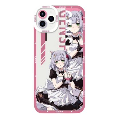 Genshin Phone Case - Cute Transparent Silicone Full Camera Protection All Round Defense Non Slip Cover - Anime Character Design [Specify Fit for iPhone Model]