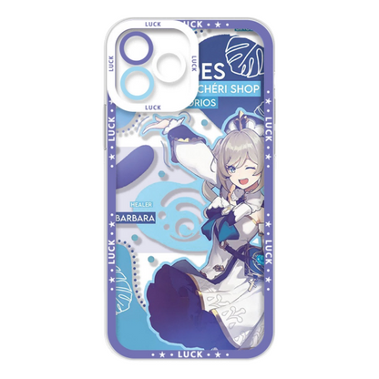 Genshin Phone Case - Cute Transparent Silicone Full Camera Protection All Round Defense Non Slip Cover - Anime Character Design [Specify Fit for iPhone Model]