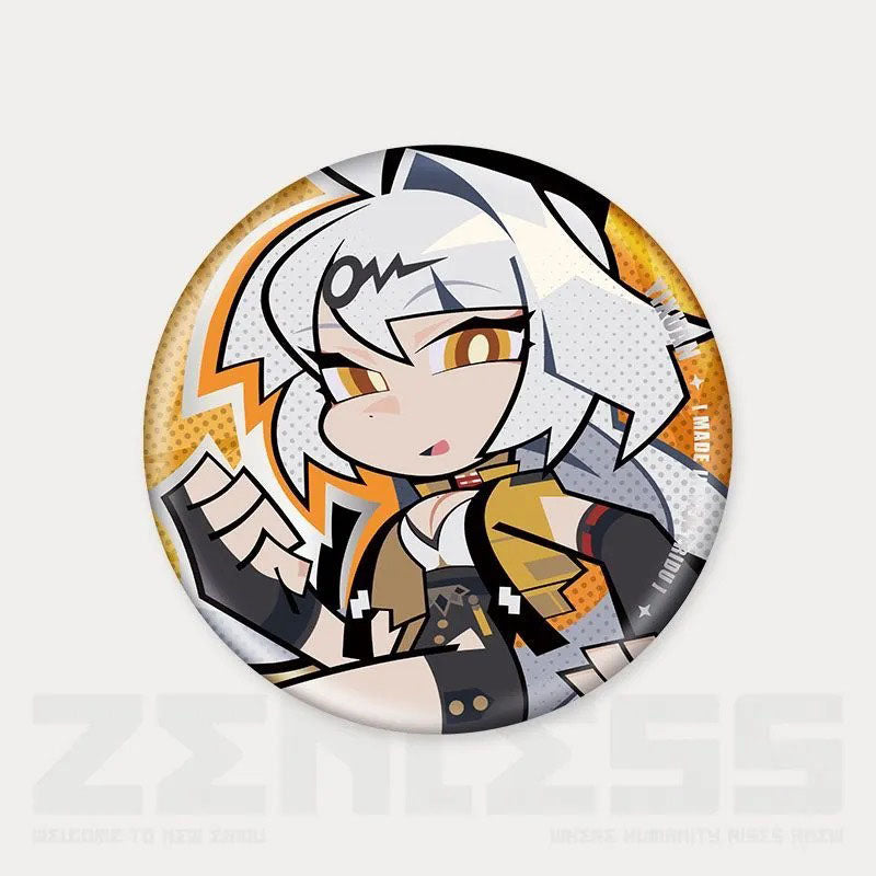 Q Style Zone Zero Character Pin Badges - 58mm Refrigerator Magnet Anime Game Merch Gift for Fans and Students - Zllada