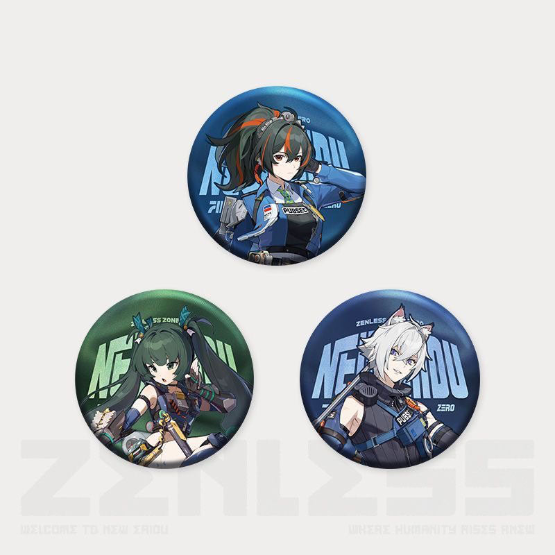 Zhu Yuan Qingyi Seth Zone Zero Character Pin Badges - 58mm Refrigerator Magnet Anime Game Merch Gift for Fans and Students - Zllada