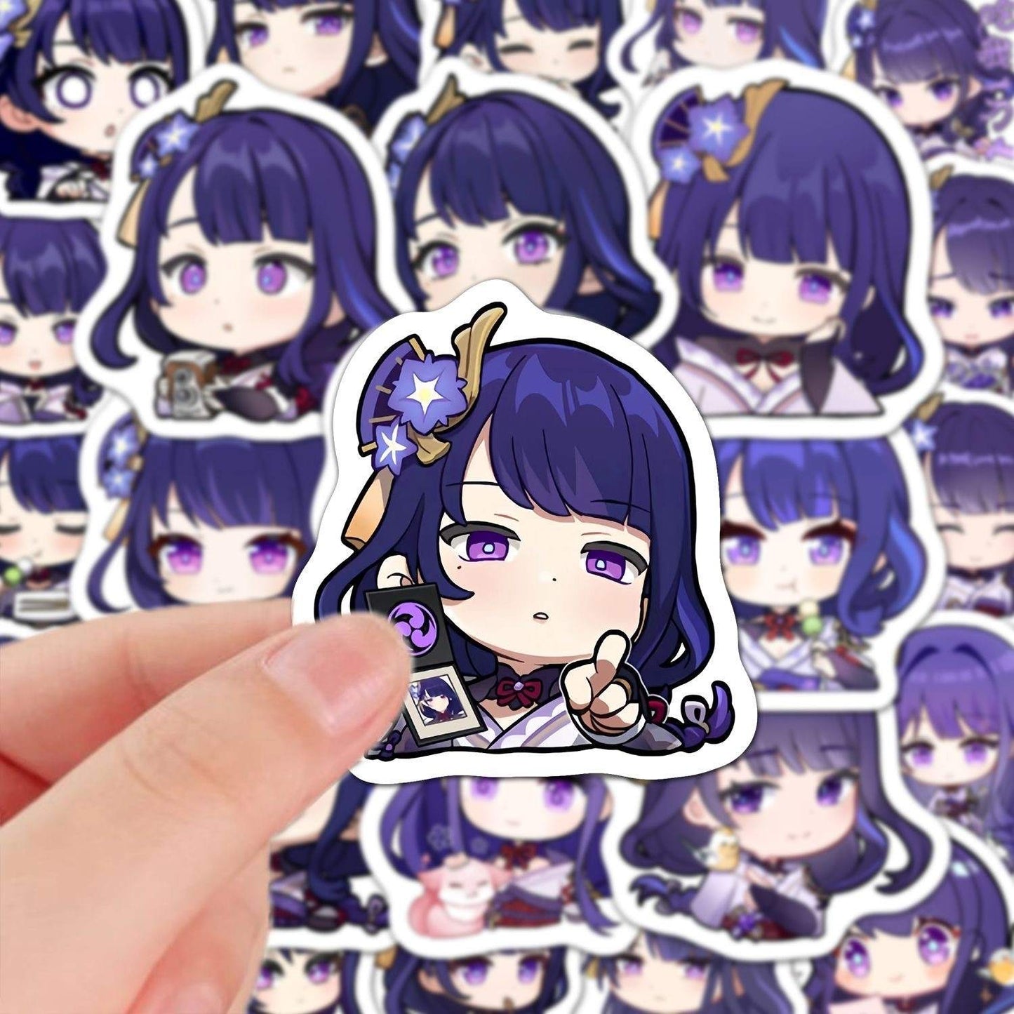 60 PCS Raiden Shogun Genshin Stickers - Anime Fan Gifts -Zllada