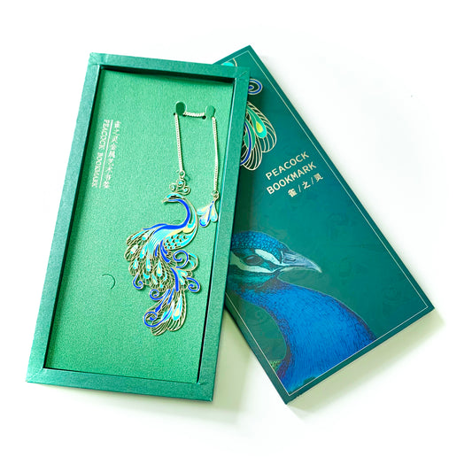 Zllada Colorful Peacock Stainless Steel Hollow Bookmark