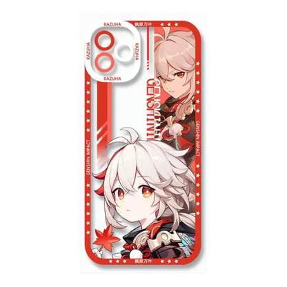 Q Style Genshin Phone Case - Cute Transparent Silicone Full Camera Protection All Round Defense Non Slip Cover - Anime Character Design [Specify Phone Model]
