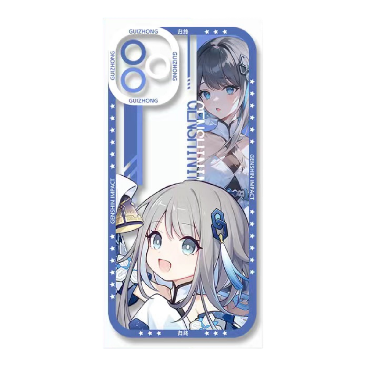Q Style Genshin Phone Case - Cute Transparent Silicone Full Camera Protection All Round Defense Non Slip Cover - Anime Character Design [Specify Phone Model]