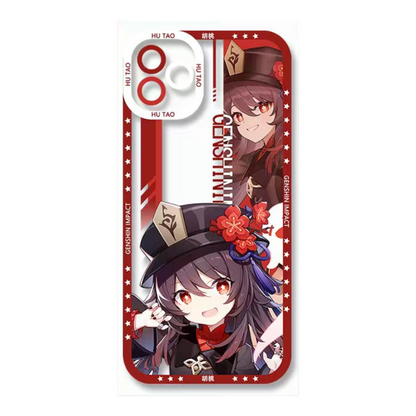 Q Style Genshin Phone Case - Cute Transparent Silicone Full Camera Protection All Round Defense Non Slip Cover - Anime Character Design [Specify Phone Model]