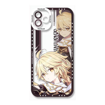 Q Style Genshin Phone Case - Cute Transparent Silicone Full Camera Protection All Round Defense Non Slip Cover - Anime Character Design [Specify Phone Model]