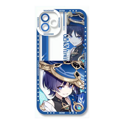 Q Style Genshin Phone Case - Cute Transparent Silicone Full Camera Protection All Round Defense Non Slip Cover - Anime Character Design [Specify Phone Model]