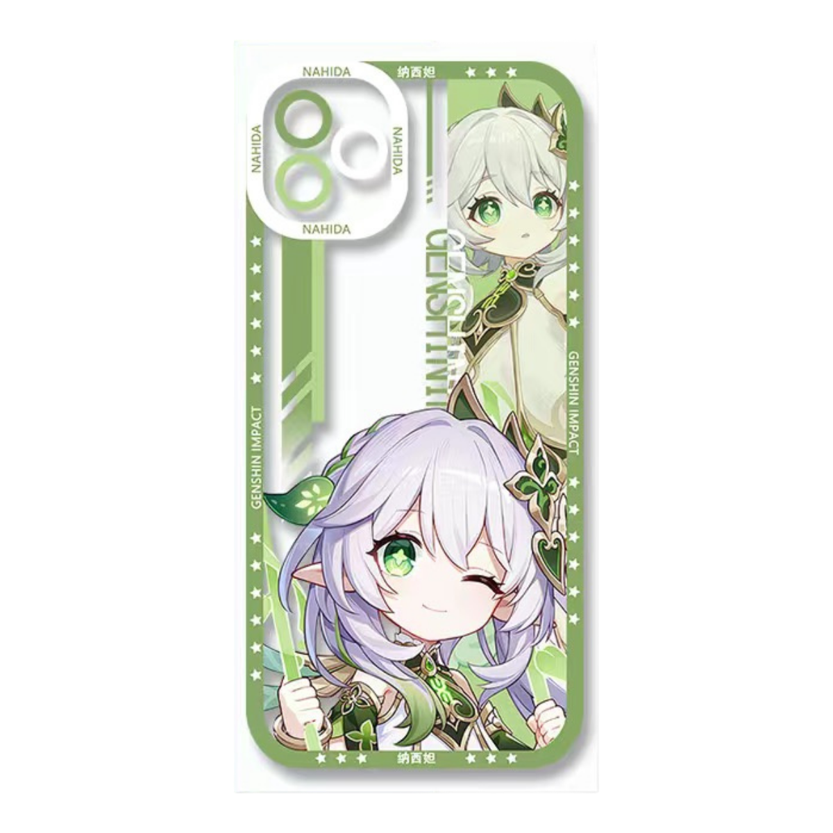 Q Style Genshin Phone Case - Cute Transparent Silicone Full Camera Protection All Round Defense Non Slip Cover - Anime Character Design [Specify Phone Model]