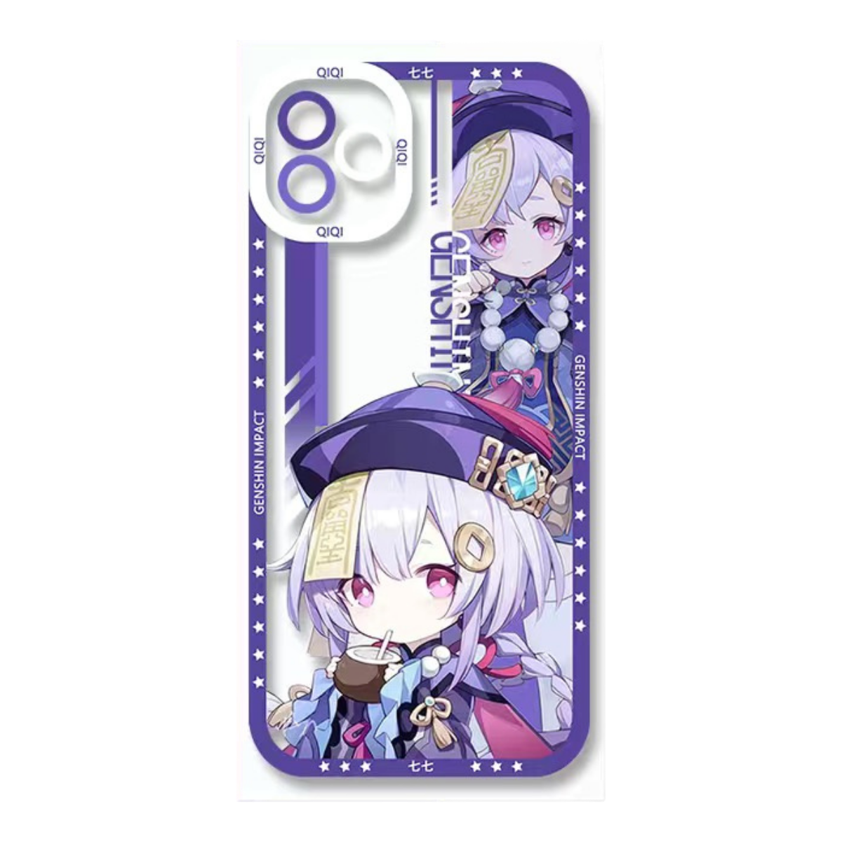 Q Style Genshin Phone Case - Cute Transparent Silicone Full Camera Protection All Round Defense Non Slip Cover - Anime Character Design [Specify Phone Model]