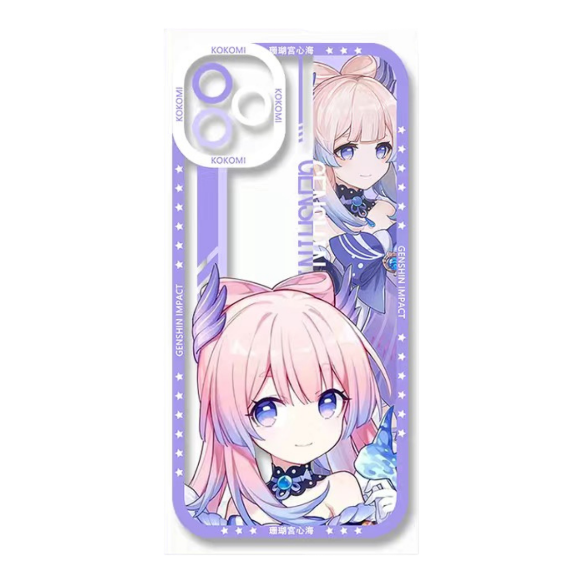 Q Style Genshin Phone Case - Cute Transparent Silicone Full Camera Protection All Round Defense Non Slip Cover - Anime Character Design [Specify Phone Model]